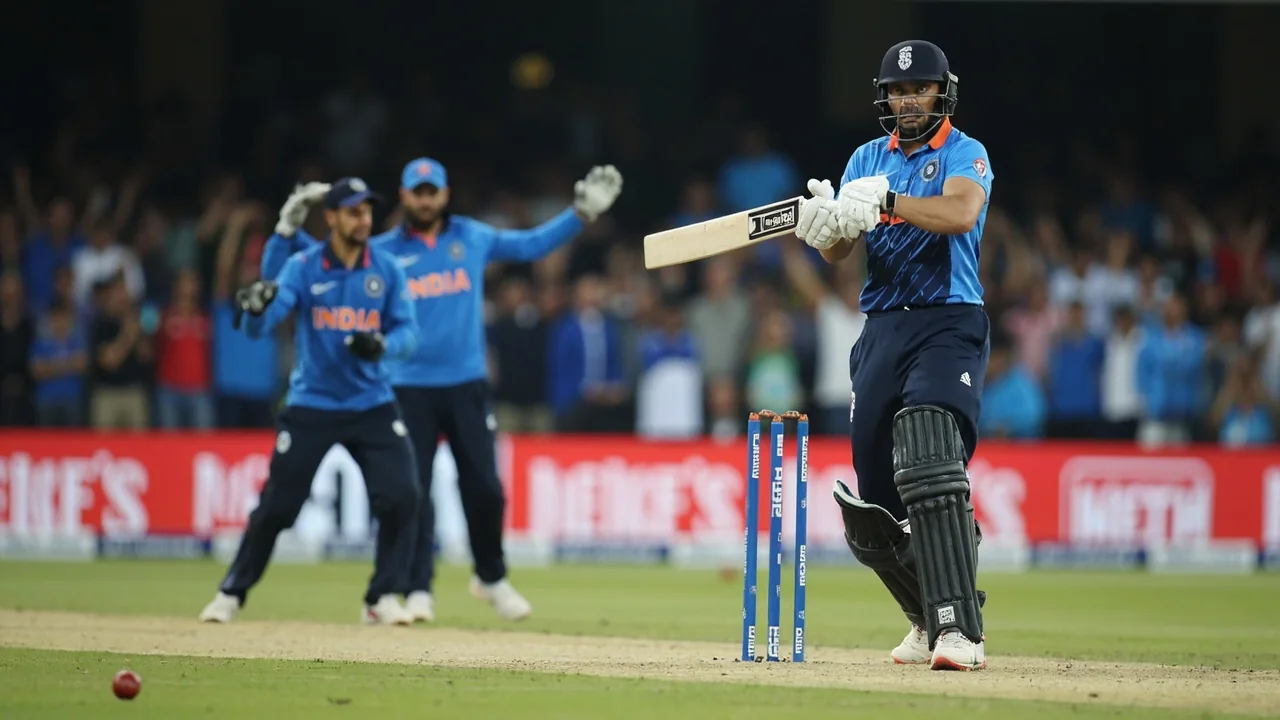 Jasprit Bumrah and Jofra Archer in side-by-side tactical action pose with new-ball visible and stumps in foreground at Edgbaston